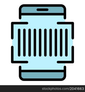 Telephone scan barcode icon. Outline telephone scan barcode vector icon color flat isolated. Telephone scan barcode icon color outline vector