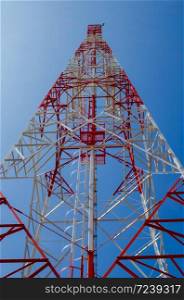 telephone tower for signal of mobile phone in ant eye view