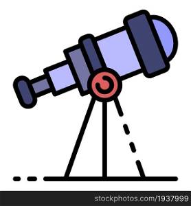Telescope icon. Outline telescope vector icon color flat isolated. Telescope icon color outline vector