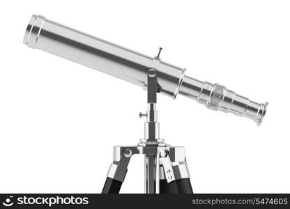 telescope on tripod isolated on white background