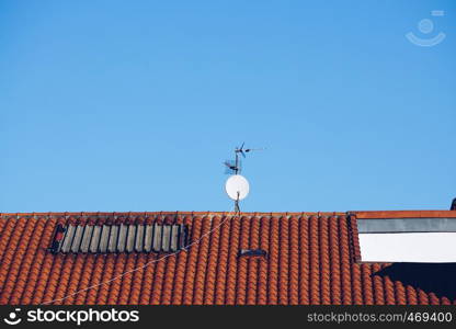 television aerial on the rooftop