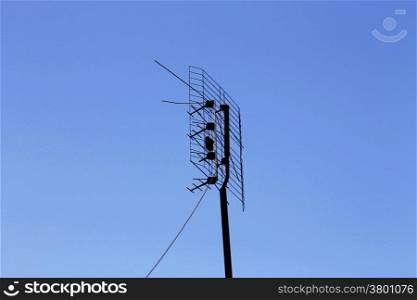 Television antenna for home TV in blue sky