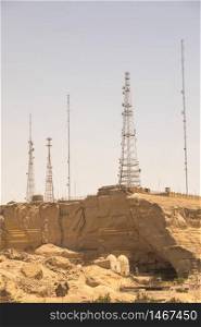 Television antenna on mountain desert