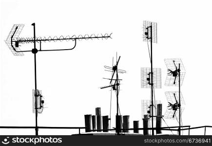 television antennas on the rooftop