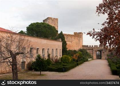 Templar Castle and garden at the Convent of Christ in Tomar, Portugal (build in the 12th century, UNESCO World Heritage)