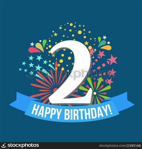 Template 2 birthday celebration and abstract text on white background vector illustration. Template 2 birthday celebration and abstract text on white background illustration
