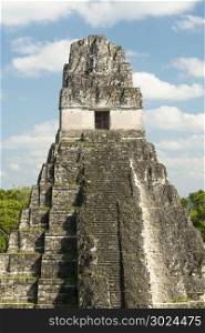 Temple 1, also known as the Jaguar Temple, in Tikal National Park, Guatemala in Central America
