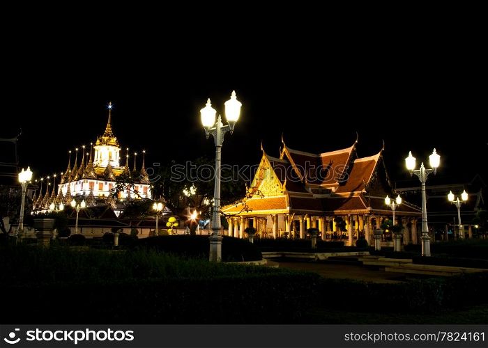 Temple and palace. At night. A pillar of fire to light the lamp and trim.
