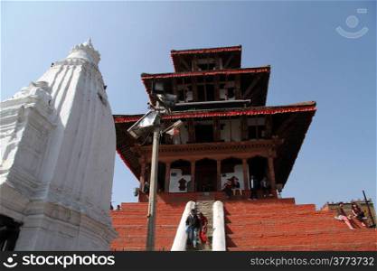 Temple and stupa on the Durbar square in Khatmandu, Nepal