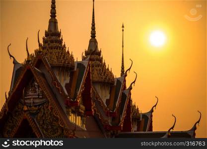 temple in thailand with sunset
