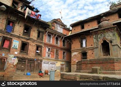 Temple in the inner yard of house in Bhaktapur, Ne[pal
