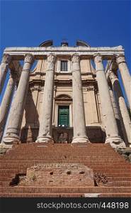 Temple of Antoninus and Faustina in antique Forum. Rome, Italy