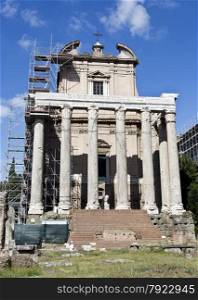 Temple of Antoninus and Faustina in the Roman Forum, Rome, Italy