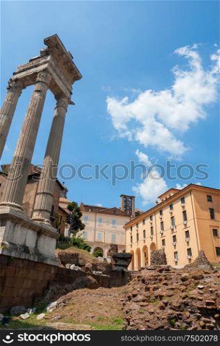 Temple of Apollo Sosianus (Templi di Apollo Sosiano e di Bellona) ruins in Rome, Italy