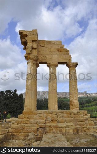 Temple of Castor in the Valley of the Temples in Sicily