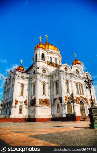 Temple of Christ the Savior in Moscow on the sunny day