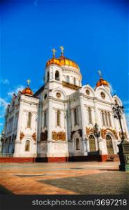 Temple of Christ the Savior in Moscow on the sunny day