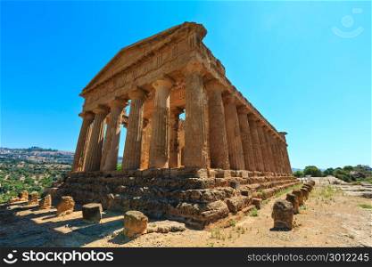 Temple of Concordia in famous ancient Greece Valley of Temples, Agrigento, Sicily, Italy. UNESCO World Heritage Site.