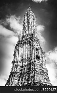 Temple of Dawn, Bangkok, Thailand, black and white