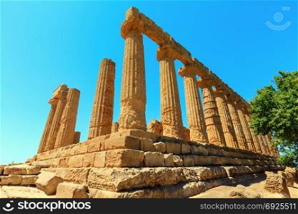 Temple of Juno in famous ancient Greece Valley of Temples, Agrigento, Sicily, Italy. UNESCO World Heritage Site.
