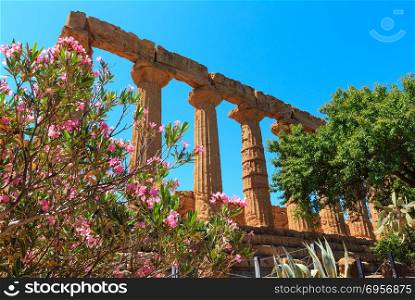 Temple of Juno in famous ancient Greece Valley of Temples, Agrigento, Sicily, Italy. UNESCO World Heritage Site.. Valley of Temples, Agrigento, Sicily, Italy