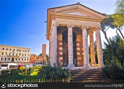 Temple of Portuno acient landmark of eternal city of Rome, Roman heritage capital of Italy