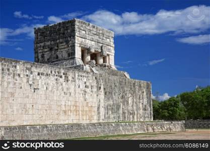 Temple of the Jaguar at the end of Great Ball Court for playing &quot;pok-ta-pok&quot; near Chichen Itza pyramid, Mexico