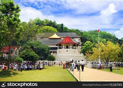 Temple of the Sacred Tooth Relic in Kandy. Landmarks and religious monuments of Sri Lanka. Travel and landmarks of Sri Lanka. Kandy