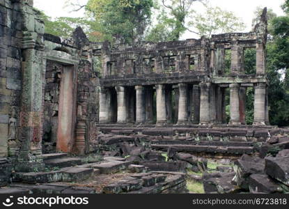 Temple with columns, Angkor, Cambodia