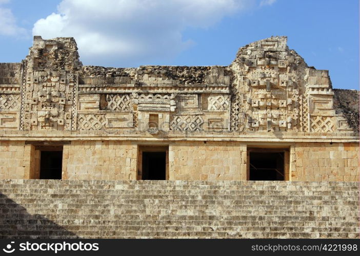 Temple with god Chak in nunnery Uxmal, Mexico