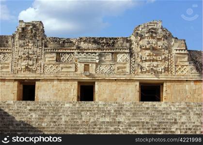 Temple with god Chak in nunnery Uxmal, Mexico