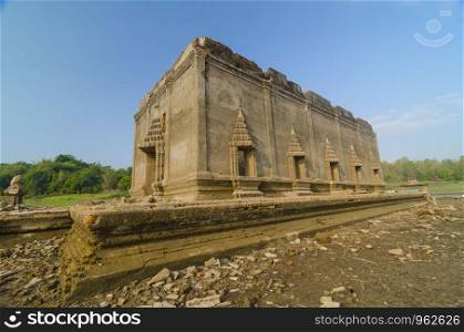 Temples and ancient stone church in western Thailand.