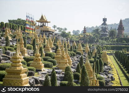 temples and shrines at the nong nooch tropical garden near the city of Pattaya in the Provinz Chonburi in Thailand.  Thailand, Pattaya, November, 2018. THAILAND PATTAYA NONG NOOCH TROPICAL GARDEN