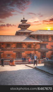 Temples of Durbar Square in Bhaktapur, Kathmandu valey, Nepal.