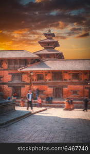 Temples of Durbar Square in Bhaktapur, Kathmandu valey, Nepal.