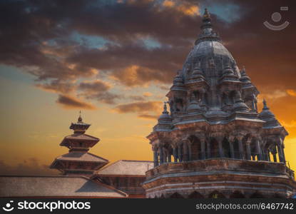 Temples of Durbar Square in Bhaktapur, Kathmandu valey, Nepal.