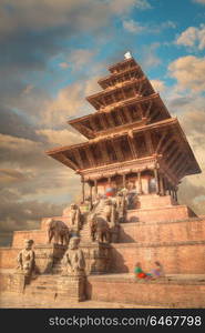 Temples of Durbar Square in Bhaktapur, Kathmandu valey, Nepal.