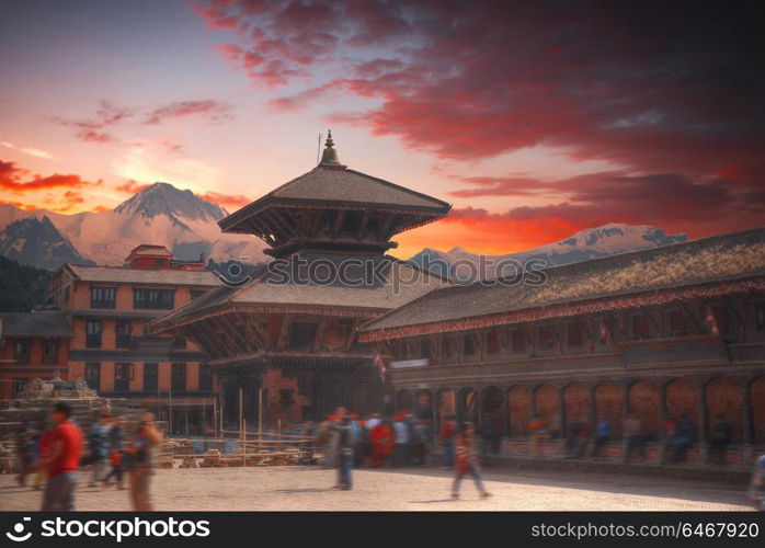 Temples of Durbar Square in Bhaktapur, Kathmandu valey, Nepal.