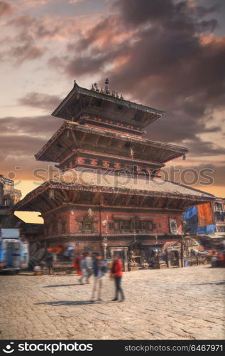 Temples of Durbar Square in Bhaktapur, Kathmandu valey, Nepal.