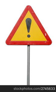 temporary construction sign isolated on white background