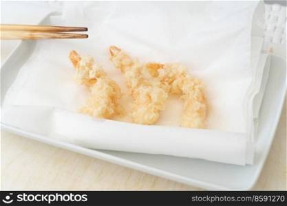 Tempura dish made of shrimps