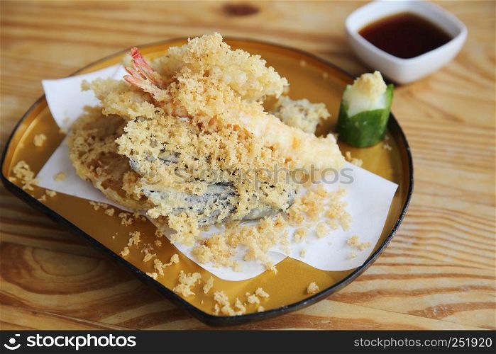 Tempura Japanese Food on wood background
