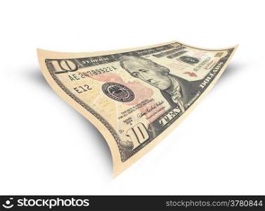 ten dollar banknote isolated on white background