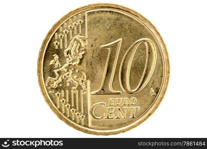 Ten euro cent isolated on white background