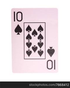 Ten of spades playing card, isolated on white