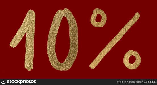 Ten percent discount shiny digits. 10 and % symbols