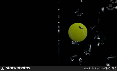 Tennis-Ball breaking glass,side view