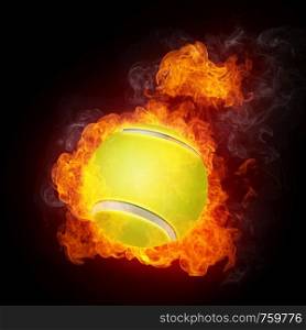 Tennis Ball on Fire. 2D Graphics. Computer Design.. Tennis Ball