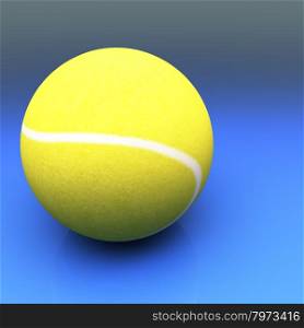 Tennis ball over synthetic surface, square image, 3d render