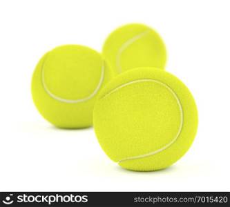Tennis balls on white background, shallow DOF